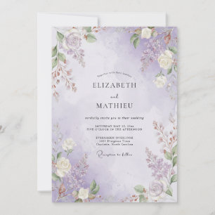 Pale Violet Painted Wedding Invitation