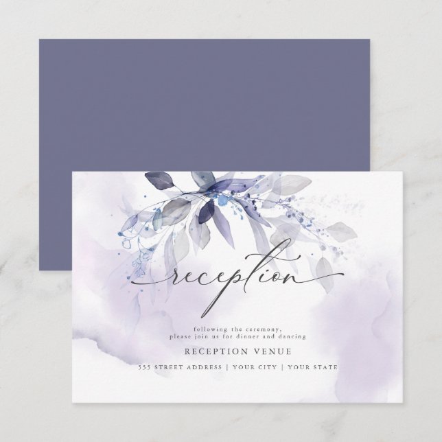 Pale Violet Watercolor Reception Invitation (Front/Back)