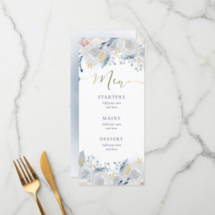 pale watercolor flowers wedding Menu