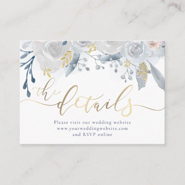 Pale watercolor flowers Wedding Website Enclosure Card (Front)