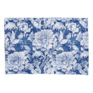 Pale white/blue repeat rose pattern  pillowcase