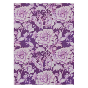 Pale White/Violet repeat rose pattern  Tablecloth