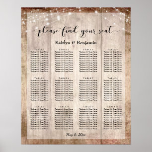 Pale Wood & Lights Wedding Reception Seating Chart
