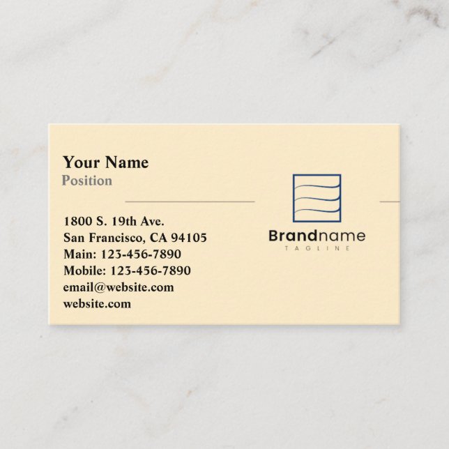 Pale Yellow Accent Business Card (Front)