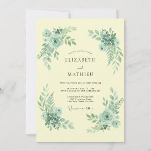 Pale Yellow Airy Spring Wedding Invitation
