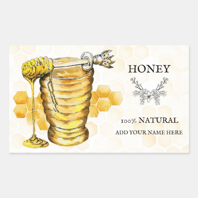 Pale Yellow and Beige Honey Label (Front)