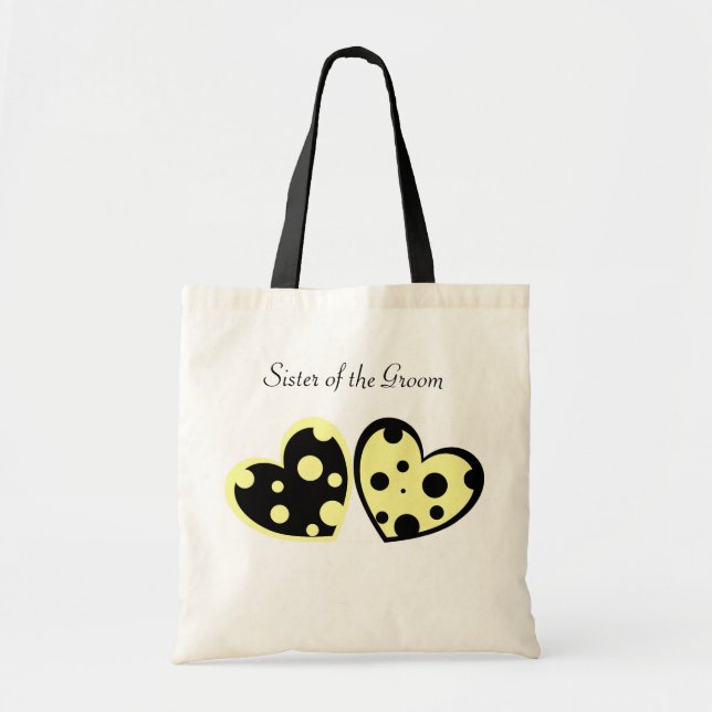 Pale Yellow And Black Hearts Bag (Front)