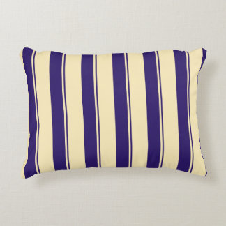 Pale Yellow and Blue Beach Stripe Decorative Cushion