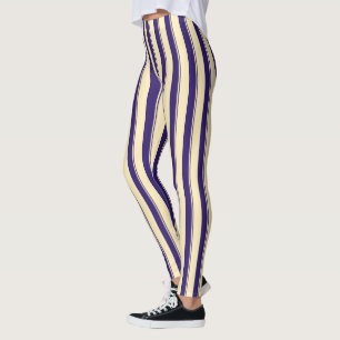 Pale Yellow and Blue Beach Stripe Leggings