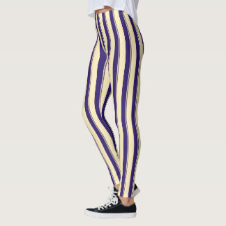 Pale Yellow and Blue Beach Stripe Leggings
