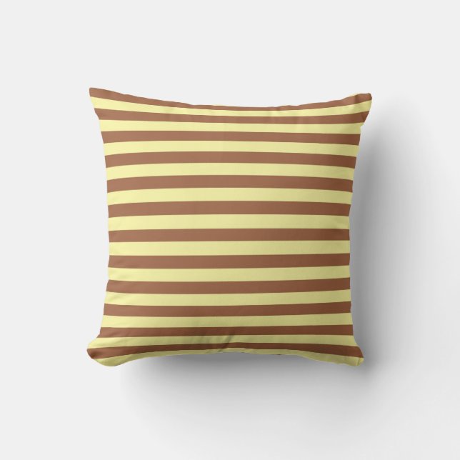 Pale Yellow and Brown Stripes Cushion (Front)
