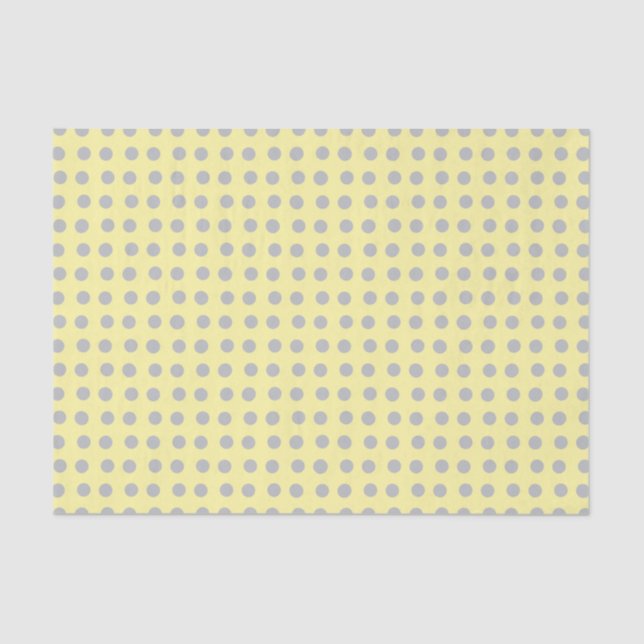 Pale Yellow and Grey Polka Dots Tissue Paper (Front)