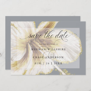 Pale Yellow and Ivory Tropical Flower Watercolor Save The Date