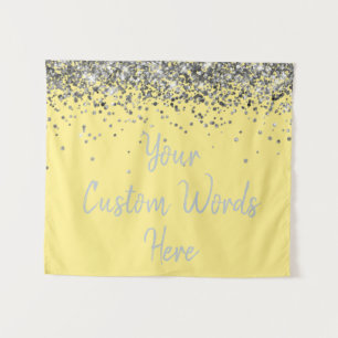 Pale Yellow and Silver Birthday Party Photo Booth Tapestry