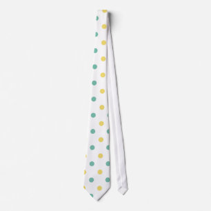 Pale Yellow and Teal Green Polka Dots Tie