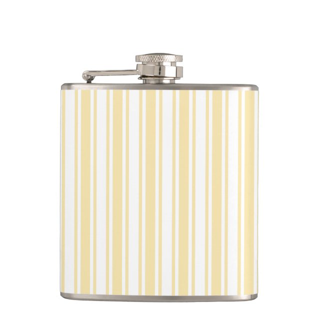 Pale yellow and white candy stripes hip flask (Front)