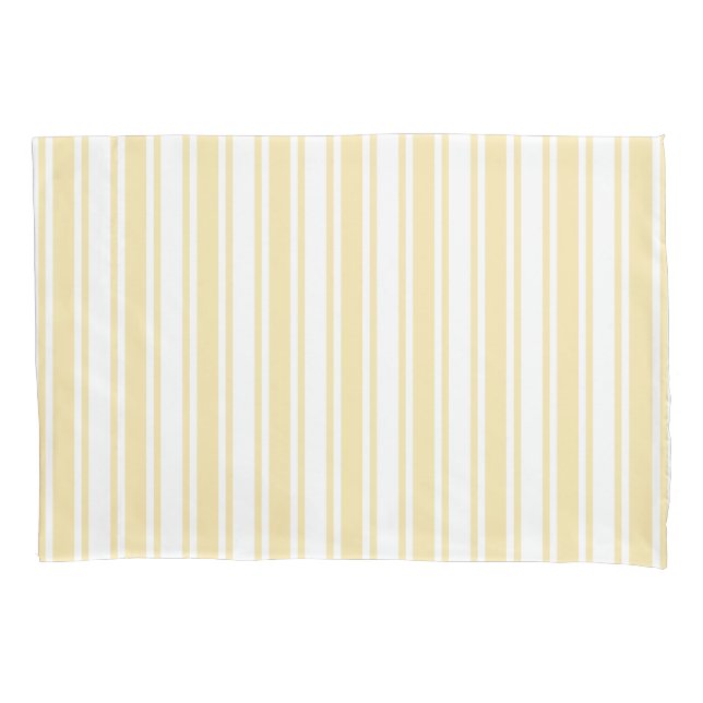 Pale yellow and white candy stripes pillowcase (Front)