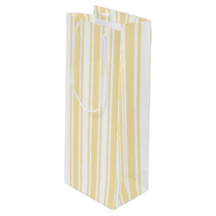 Pale yellow and white candy stripes wine gift bag