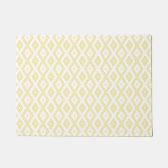 Pale yellow and white diamond pattern doormat (Front)