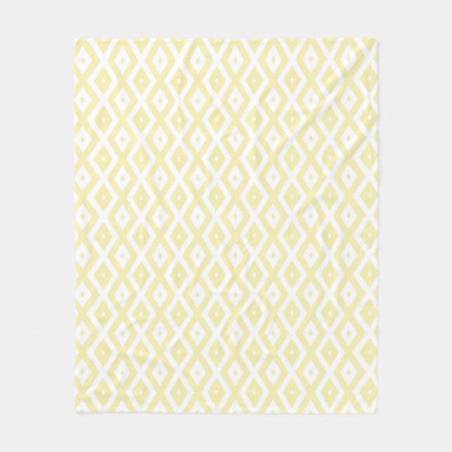 Pale yellow and white diamond pattern fleece blanket (Front)