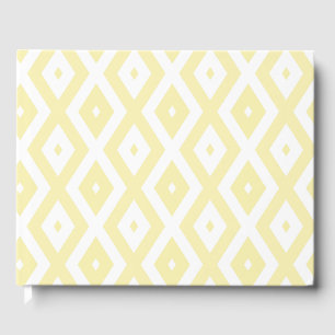 Pale yellow and white diamond pattern guest book