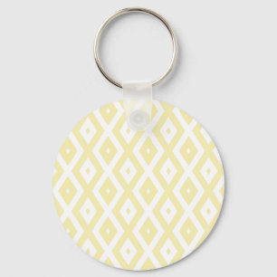 Pale yellow and white diamond pattern key ring