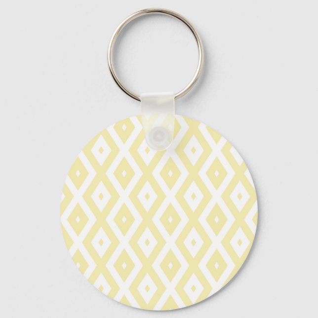 Pale yellow and white diamond pattern key ring (Front)