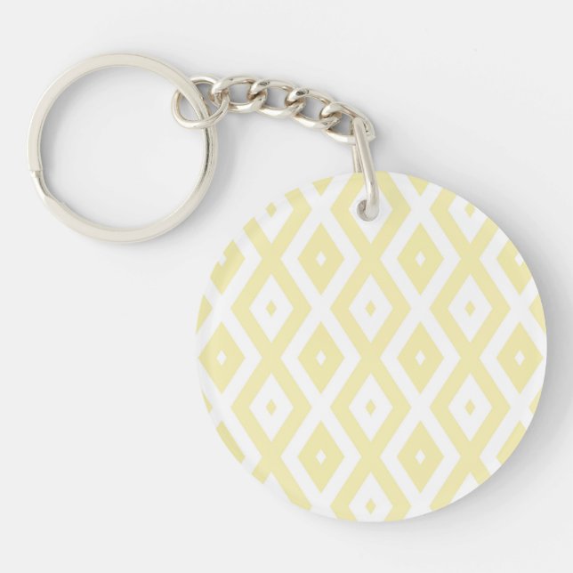 Pale yellow and white diamond pattern key ring (Front)