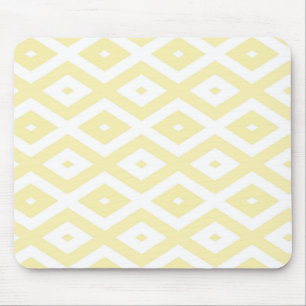 Pale yellow and white diamond pattern mouse mat