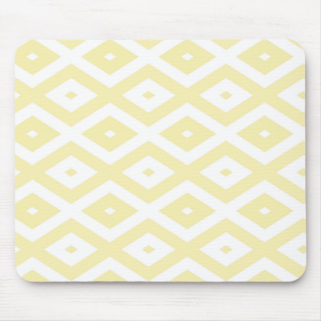 Pale yellow and white diamond pattern mouse mat (Front)