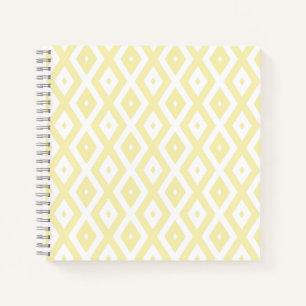 Pale yellow and white diamond pattern notebook