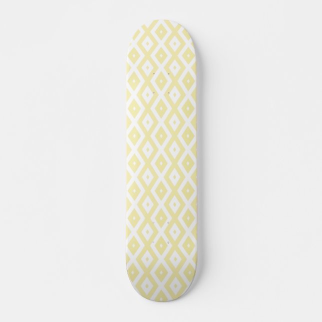 Pale yellow and white diamond pattern skateboard (Front)