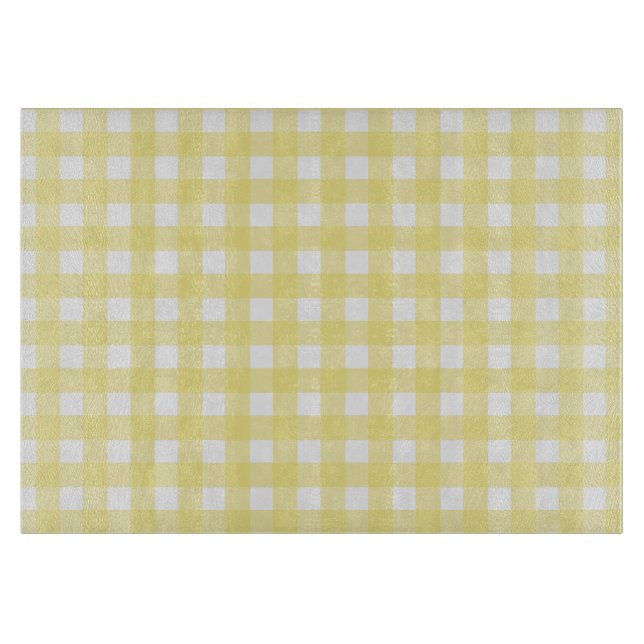 Pale yellow and white gingham cutting board (Front)