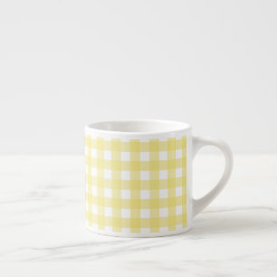 Pale yellow and white gingham espresso cup