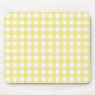 Pale yellow and white gingham mouse mat