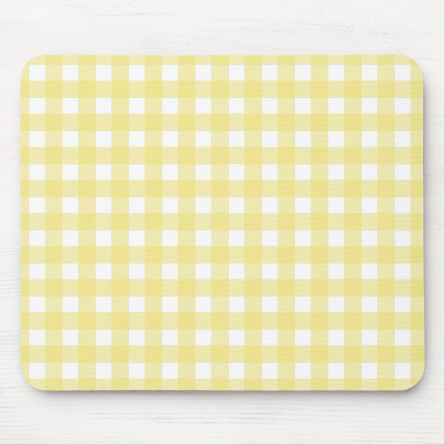 Pale yellow and white gingham mouse mat (Front)