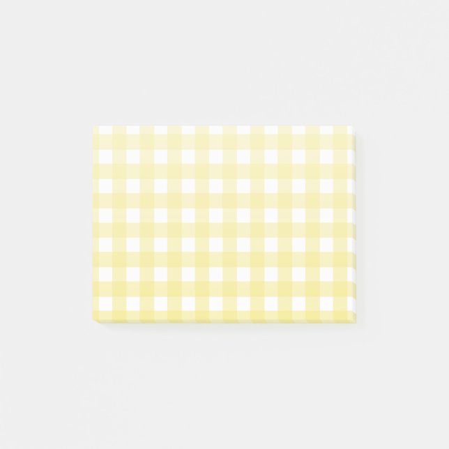 Pale yellow and white gingham post-it notes (Front)