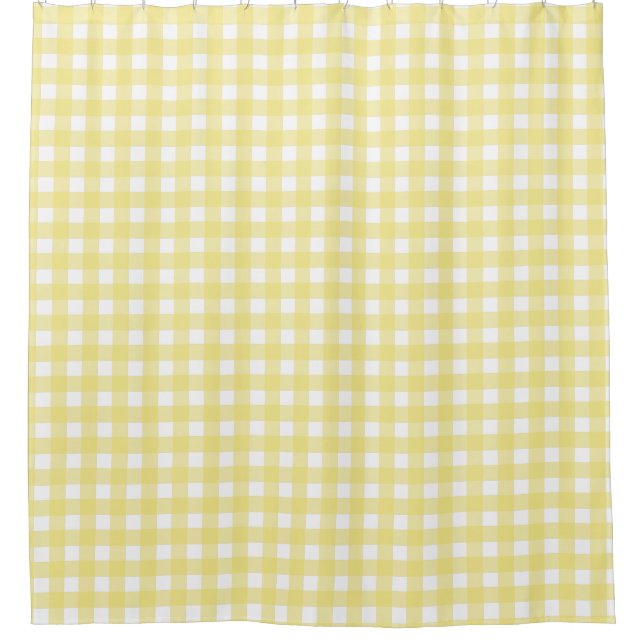 Pale yellow and white gingham shower curtain (Front)
