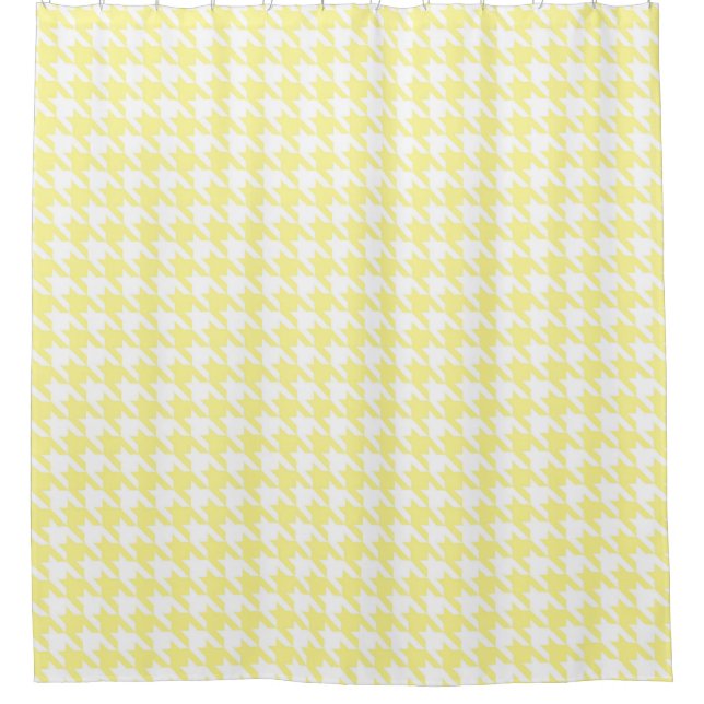 Pale Yellow and White Houndstooth Pattern Shower Curtain (Front)