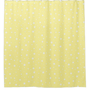 Pale Yellow and White Stars Celestial Sky Shower Curtain