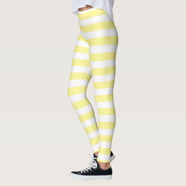 Pale Yellow and White Stripes Leggings (Left)