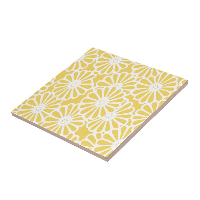 Pale Yellow Asian Moods Floral Tile (Side)