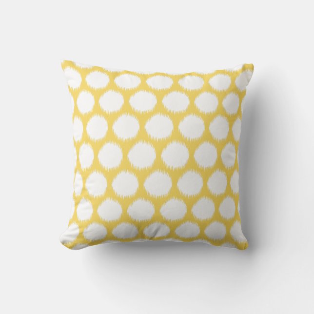 Pale Yellow Asian Moods Ikat Dots Cushion (Front)