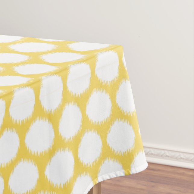 Pale Yellow Asian Moods Ikat Dots Tablecloth (In Situ)