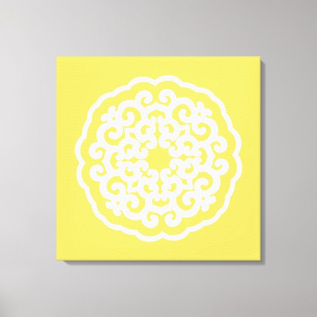 Pale Yellow Asian Moods Mandalla Canvas Print (Front)