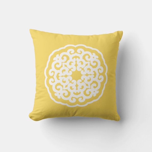 Pale Yellow Asian Moods Mandalla Cushion (Front)