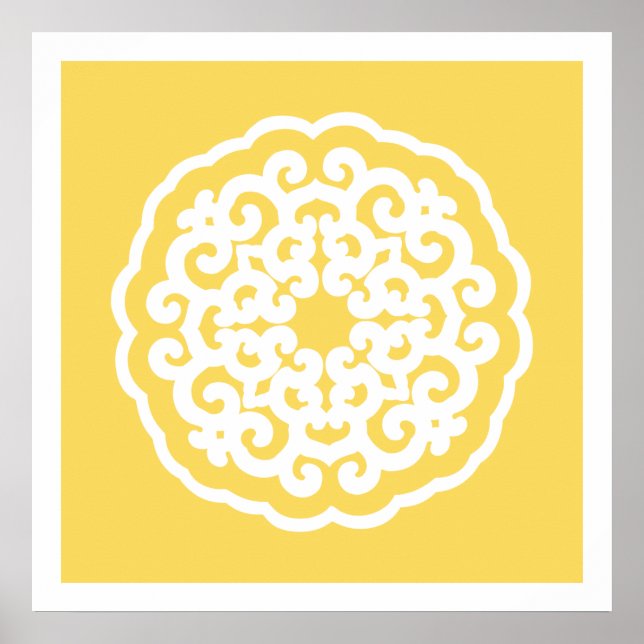 Pale Yellow Asian Moods Mandalla Poster (Front)