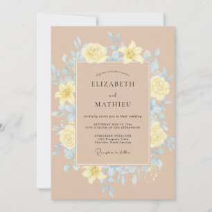 Pale Yellow Azure Petal Wedding Invitation