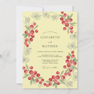 Pale Yellow Berry Wedding Invitation