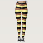 Pale Yellow, Black and Brown Stripes Leggings<br><div class="desc">Abstract digital art of pale yellow,  black and brown stripes</div>
